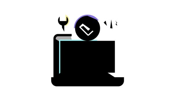 Laptop debug fixo cor ícone animação — Vídeo de Stock