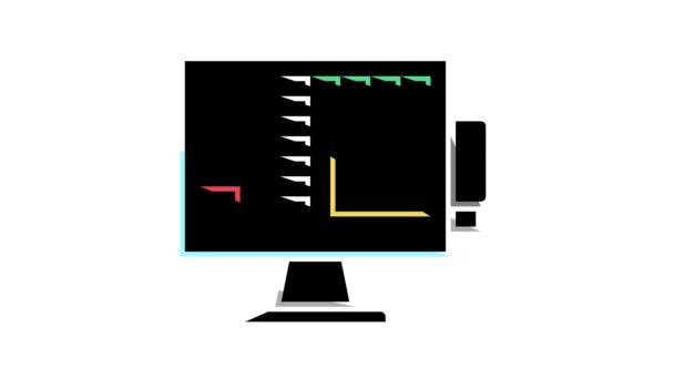 Tienda autoservicio pos terminal ordenador color icono animación — Vídeos de Stock