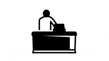 Karşı satır simge canlandırmasında kasiyer satıcı