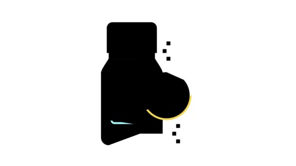 Флакон с пробиотиками здравоохранения цветовая анимация икона — стоковое видео