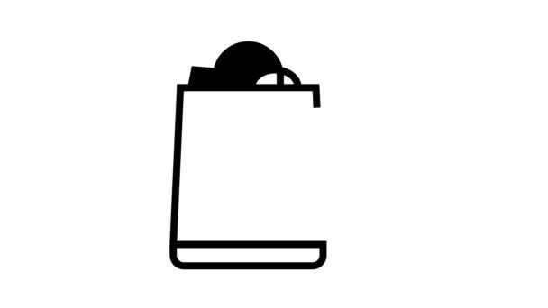 Pacote com compras de animação ícone de linha — Vídeo de Stock
