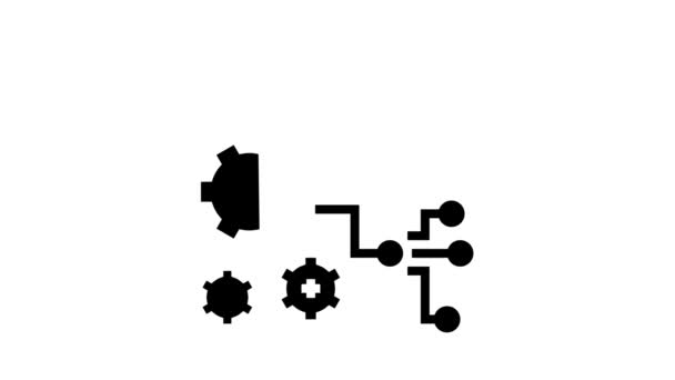 Código e configurações de processo de trabalho glifo ícone animação — Vídeo de Stock