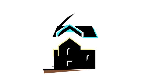 Instalação do telhado ícone de cor animação — Vídeo de Stock