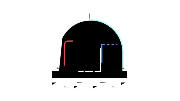 Kosmisk stad under kupol färg ikon animation — Stockvideo