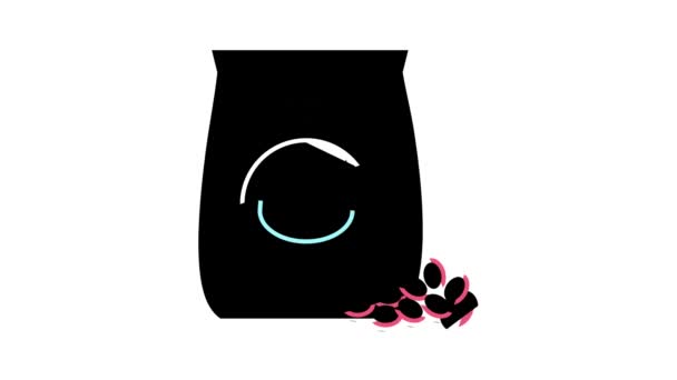 Kočka suché jídlo barva ikona animace — Stock video