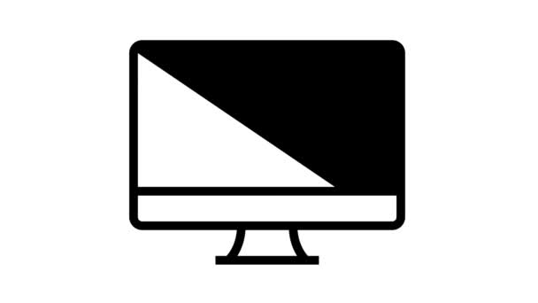 Brusvågor på datorskärm linje ikon animation — Stockvideo