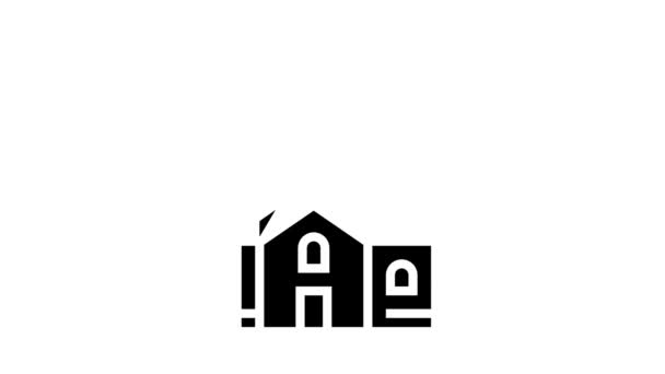 Casa de construcción rápida glifo icono de animación — Vídeo de stock