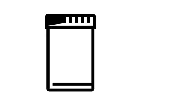 Drogas anestésicas pastillas y contenedor línea icono de animación — Vídeo de stock