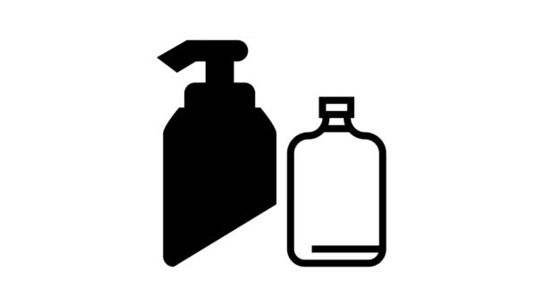 Sabun ve losyon kapları satır simgesi canlandırması — Stok video