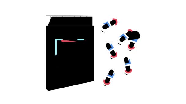 Drogas de anestesia píldoras y contenedor color icono de animación — Vídeos de Stock