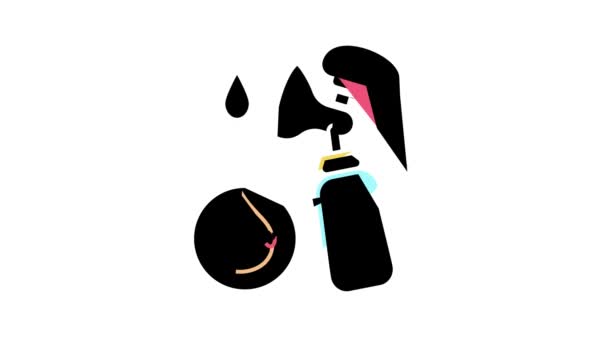 Pompen melk met borst pomp kleur pictogram animatie — Stockvideo