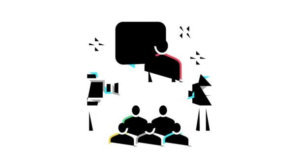 Animation von Konferenzen und Konferenzen mit farbigen Symbolen — Stockvideo