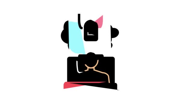 Schlaflosigkeit Zahnspange Farbsymbol Animation — Stockvideo