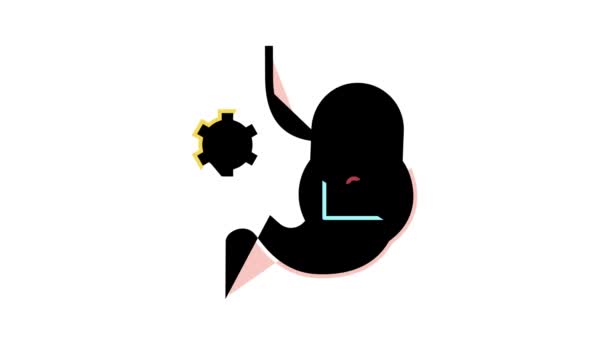 Animace ikon zastavení práce v žaludku — Stock video