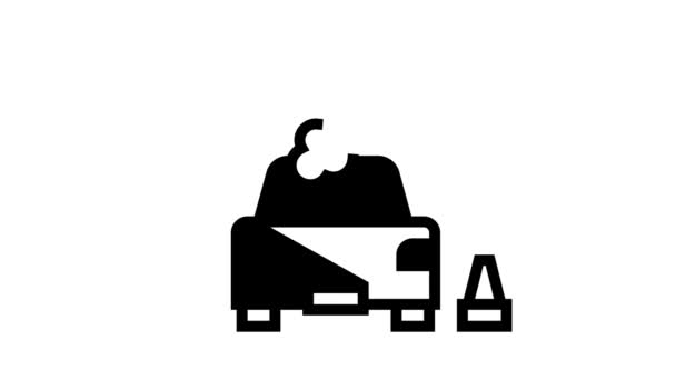 Línea de coche roto icono de animación — Vídeo de stock