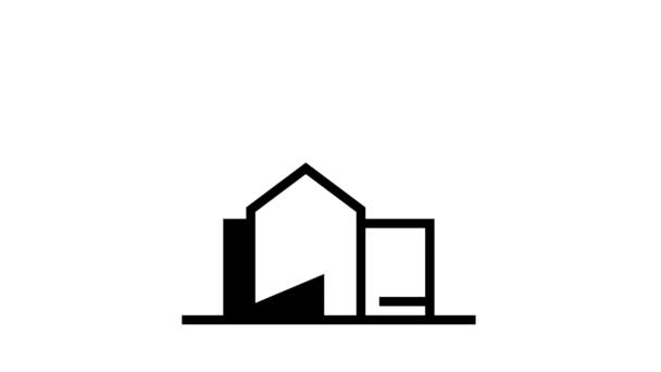 Roof installation line icon animation — Stock Video