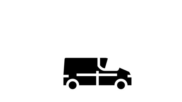 Fast delivering vehicle free shipping glyph icon animation — Stock Video