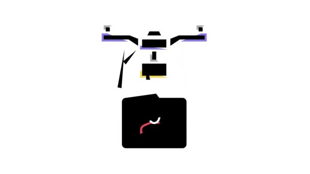 Drone delivery and identificate with face id technology color icon animation — Stock Video