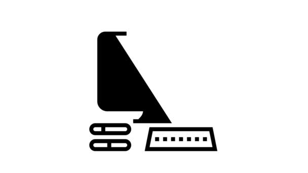 Computer optimize line icon animation — Stock Video