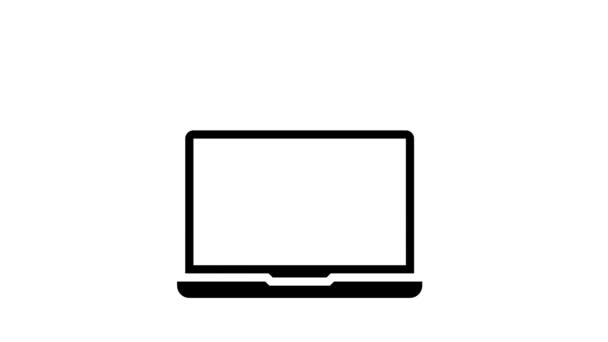 Laptop kamera wideo twarz identyfikator glif ikona animacja — Wideo stockowe