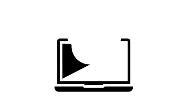 Laptop optimiert Glyphen-Icon-Animation — Stockvideo