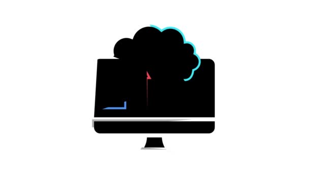 Download und Upload aus der Cloud digitale Verarbeitung Farb-Icon-Animation — Stockvideo