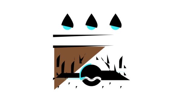 Regenrinnen-Entwässerungssystem Farbe Symbol Animation — Stockvideo