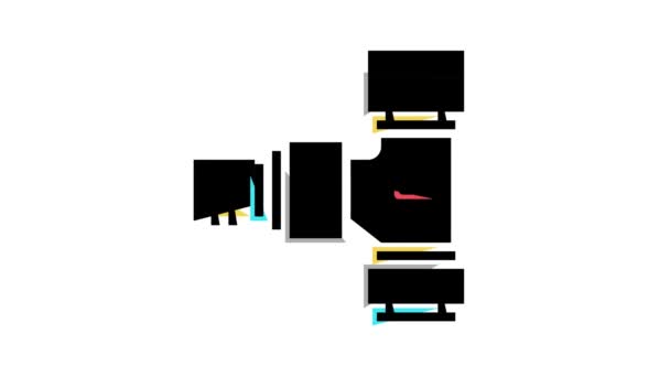 Tubo de bifurcação de sistema de drenagem animação ícone de cor — Vídeo de Stock