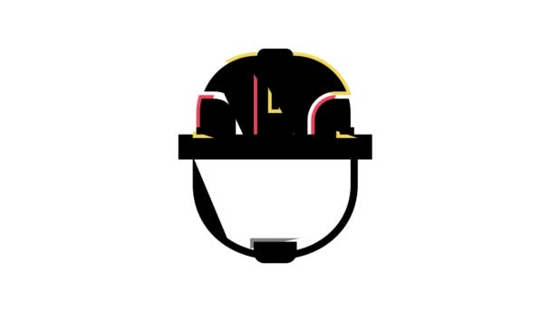 Helmet head protect color icon animation — Stock Video