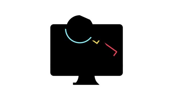 Röntgenradiologie Forschung auf dem Computerbildschirm Farb-Icon-Animation — Stockvideo