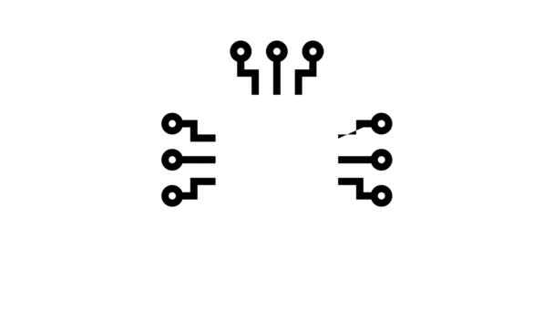 Connexion électronique ligne de traitement numérique icône animation — Video