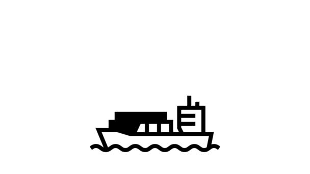 Airplane and ship delivering line icon animation — Stock Video