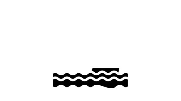 Água que flui da animação do ícone do glifo do tubo de drenagem — Vídeo de Stock
