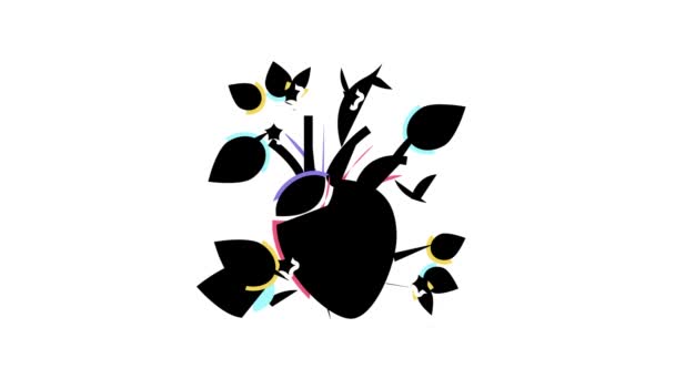 Blooming heart color icon animation — Stock Video