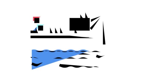 船クレーン装置カラーアイコンアニメーション — ストック動画