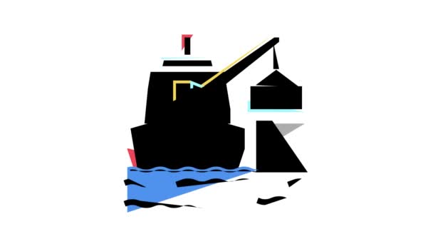 Ship crane color icon animation — Stock Video