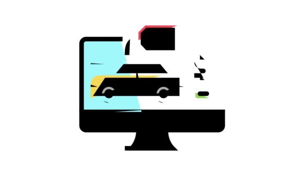 Auto winkel afdeling kleur pictogram animatie — Stockvideo
