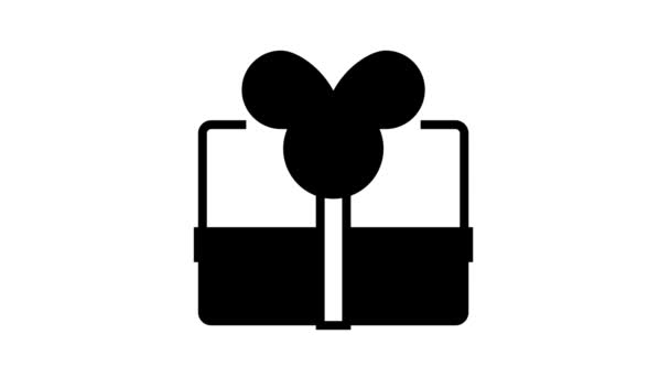 Present box bonus line icon animation — Stock Video
