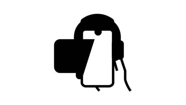 Ouvir animação ícone linha aplicativo telefone lição — Vídeo de Stock
