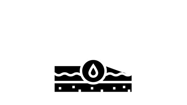 Wasser Kommunikation Land Glyphen-Symbol Animation — Stockvideo