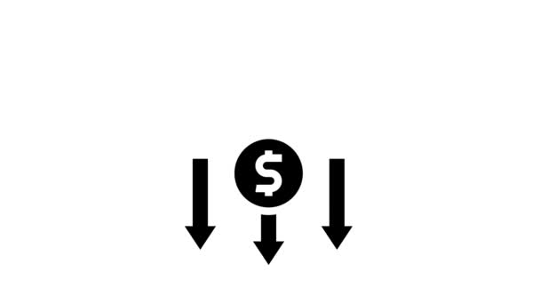Abheben von Geldkarten-Glyphen-Symbol Animation — Stockvideo