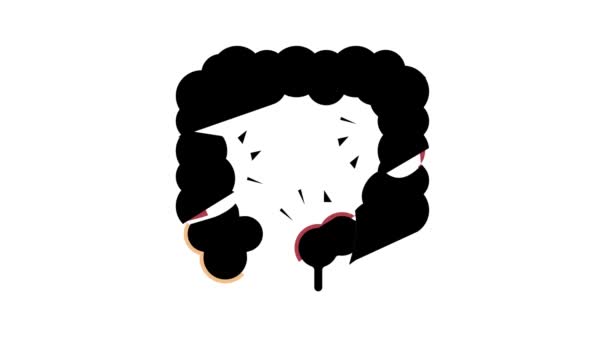 Enfermedad de la colitis color icono de animación — Vídeo de stock