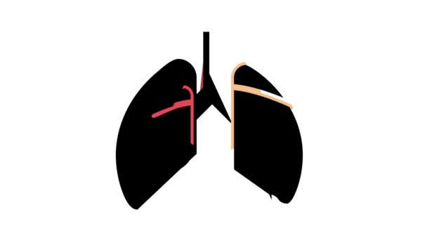 Pneumothorax disease color icon animation — Stock Video