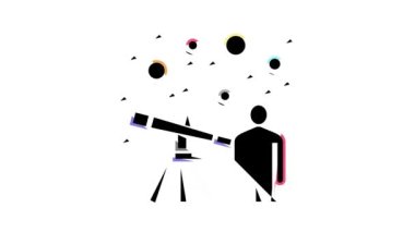 Gökbilimci teleskopla yıldızların renk canlandırmasını izliyor