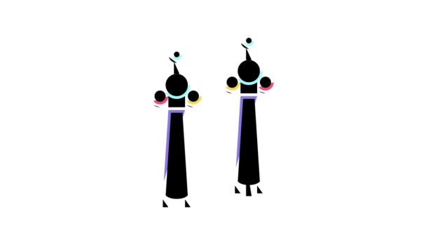 Earrings tassels jewellery color icon animation — Stock Video