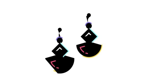 Earrings jewellery color icon animation — Stock Video