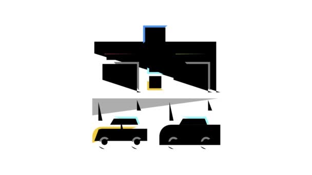 Ausrüstung Parkplatz Farbe Symbol Animation — Stockvideo