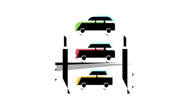 Ascensor equipo multinivel aparcamiento color icono animación — Vídeo de stock