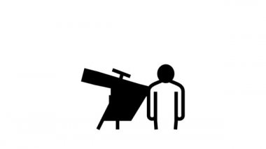 Gökbilimci teleskopla yıldız çizgi animasyonunu izliyor