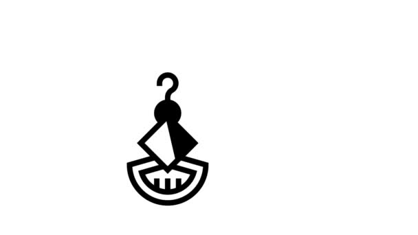 Kolczyki biżuteria linia ikona animacja — Wideo stockowe